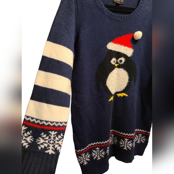 100% Acrylic penguin Christmas tunic sweater L - Picture 4 of 7